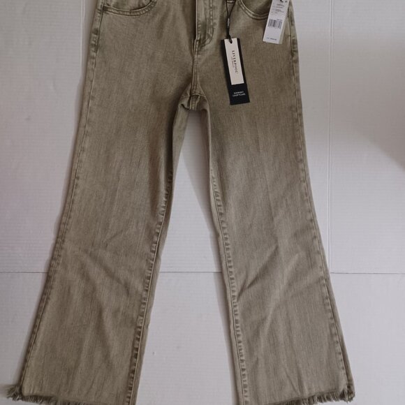 LIVERPOOL HANNAH CROP FLARE FRAY HEM MINERAL LAUREL OLIVE SIZE 4/27 - Picture 12 of 15